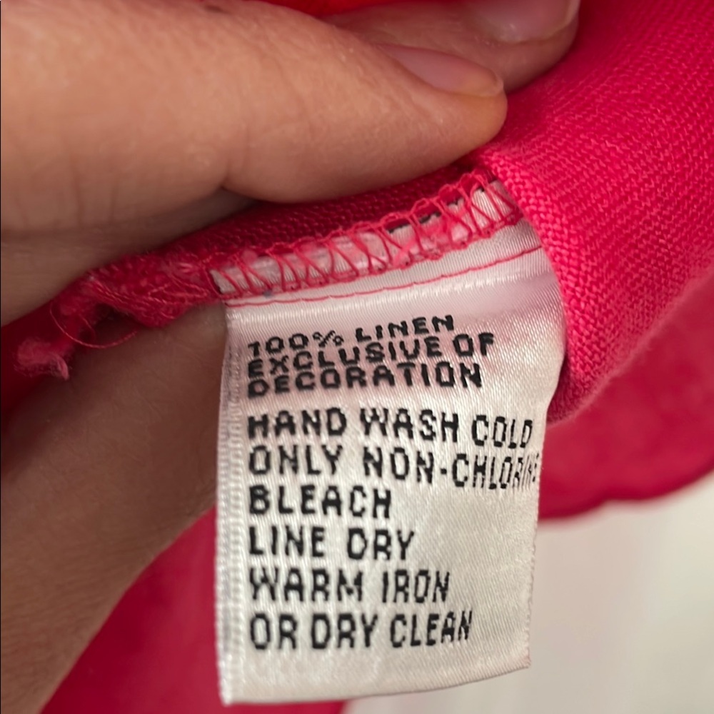 100% Irish Linen Scalloped Edge Pink Button Up Vintage Tank Vest - Picture 5 of 6